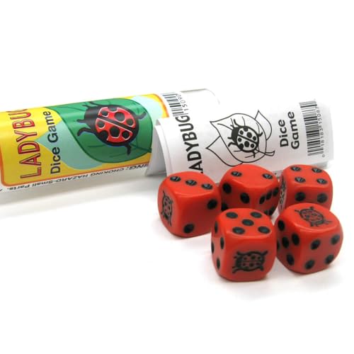 Koplow Games Ladybug Dice Game Red Opaque Dice with Black Pips D6 16mm (5/8in) - Image 3