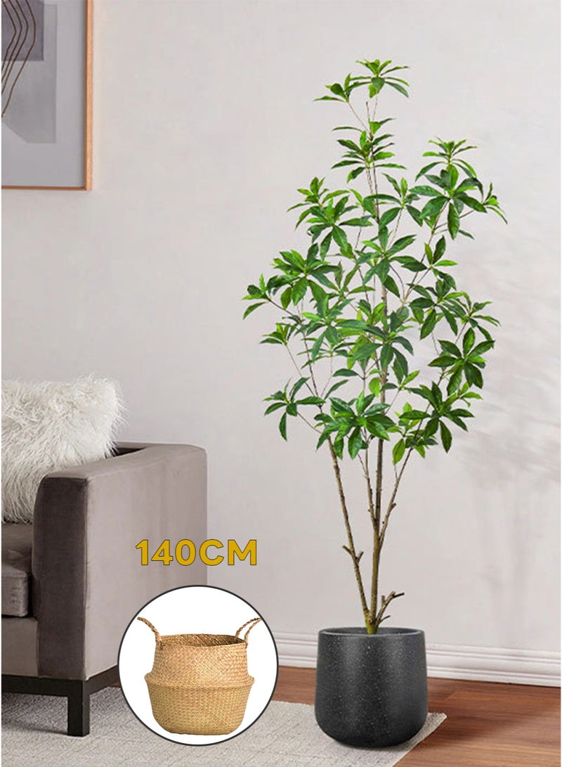 Sharpdo Simulated Japanese maple tree, 140 cm tall, artificial green leaf tree, flower pot with stable base, realistic indoor/outdoor home plant, suitable for home office decoration - Image 1