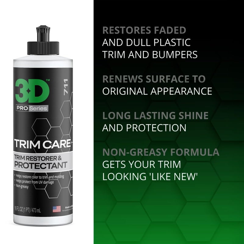 3D Trim Care Restorer of Faded & Dull Plastic, Rubber, Trim & Bumpers - Renews Surface to Original Appearance - Long Lasting Shine & Protection 16oz. - Image 3