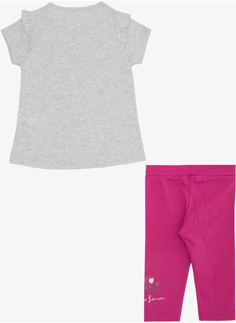 Breeze Girls Capri Tights Suit Pair Girl Printed 1-4 Years, Light Gray Melange