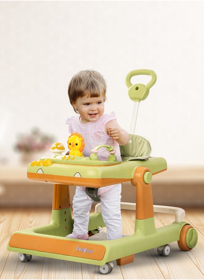 BAYBEE 3 In 1 Zeni Baby Activity Kids Walker With Parental Push Handle And 3 Height Adjustable, Tray And Musical Toy Bar, 6 - 18 Months, Boy/Girl, Green  - Image 2