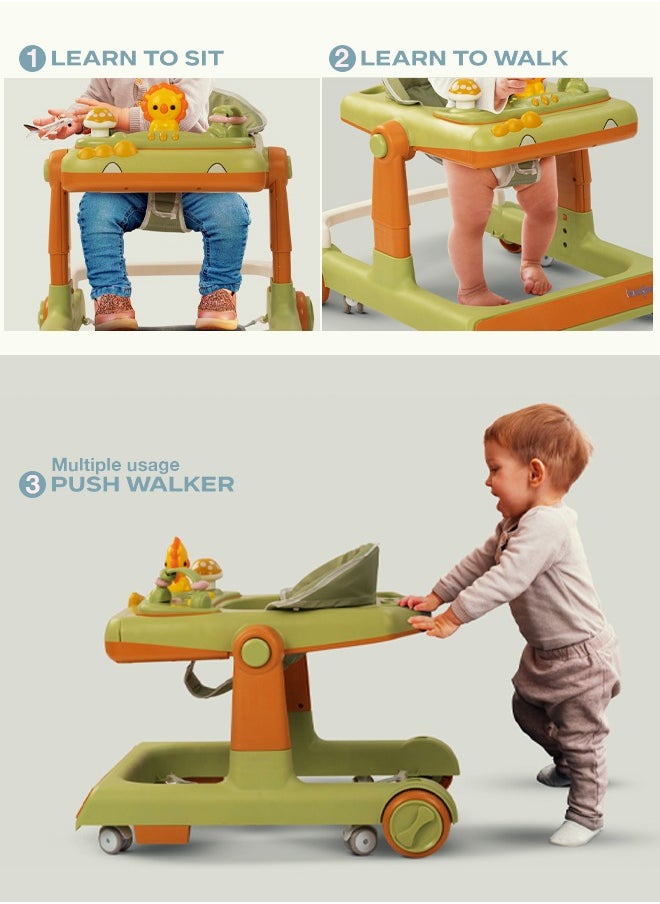 BAYBEE 3 In 1 Zeni Baby Activity Kids Walker With Parental Push Handle And 3 Height Adjustable, Tray And Musical Toy Bar, 6 - 18 Months, Boy/Girl, Green  - Image 3