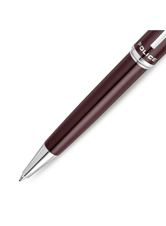 Police Brown/Silver Aptos Stainless Steel Trims Twist Ballpoint Pen for Men, Blue Ink for Men | Best Price UAE