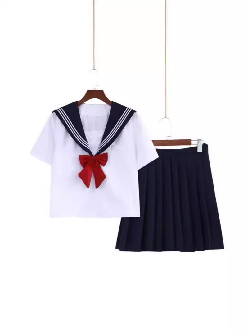 Plus Size Sailor Suit Jk Uniform Skirt Original Genuine White Three Basic Japanese College Style Autumn Skirt Suit - Image 3