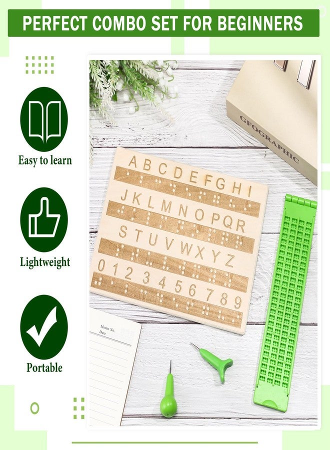 Trandraft Braille Slate and Stylus Kit with 4 Line 28 Cells Braille Slate and Stylus Alphabet Board Writing Label Maker Plastic Fingerboard - Image 2