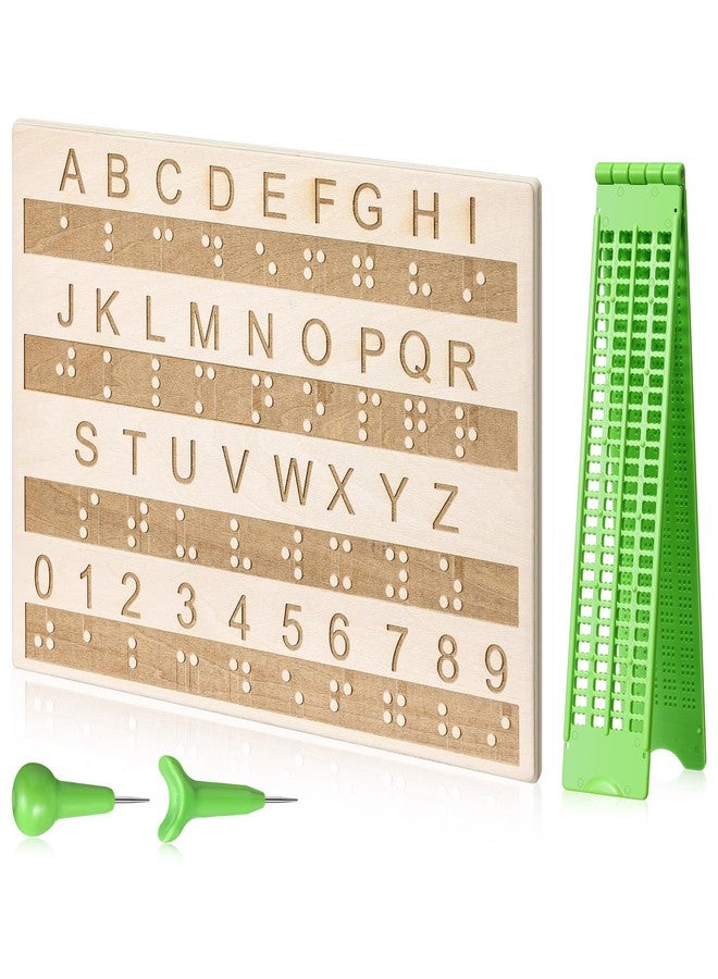 Trandraft Braille Slate and Stylus Kit with 4 Line 28 Cells Braille Slate and Stylus Alphabet Board Writing Label Maker Plastic Fingerboard - Image 1