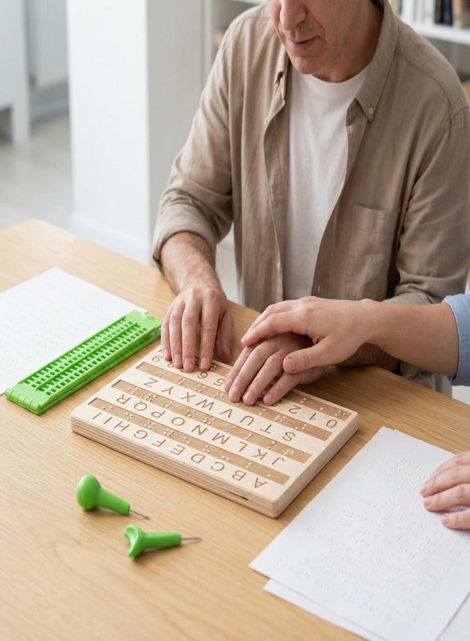 Trandraft Braille Slate and Stylus Kit with 4 Line 28 Cells Braille Slate and Stylus Alphabet Board Writing Label Maker Plastic Fingerboard - Image 5