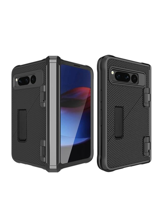 اس-توب جراب لهاتف Google Pixel Fold مصنوع من نسيج قطني مدمج ومقاوم للصدمات مع حامل - Image 1