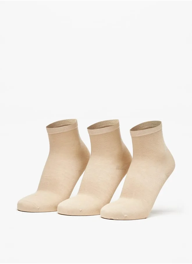 دوتشيني Men's Solid Ankle Length Socks - Set of 3