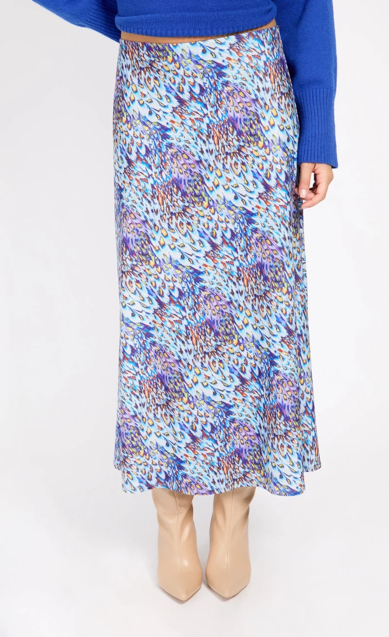 Little Mistress  Peacock Print Midaxi Skirt for Women | Best Price UAE