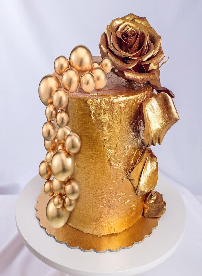 Maitys 216 Pcs Balls Cake Topper Mini Foam Balloons Toppers Ball Shaped Cake Insert Topper Balloon for Baby Shower birthday Party, 5 Sizes(Gold) - Image 2