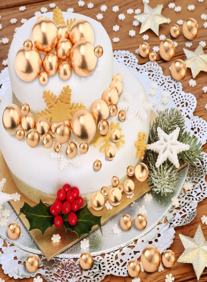 Maitys 216 Pcs Balls Cake Topper Mini Foam Balloons Toppers Ball Shaped Cake Insert Topper Balloon for Baby Shower birthday Party, 5 Sizes(Gold) - Image 4