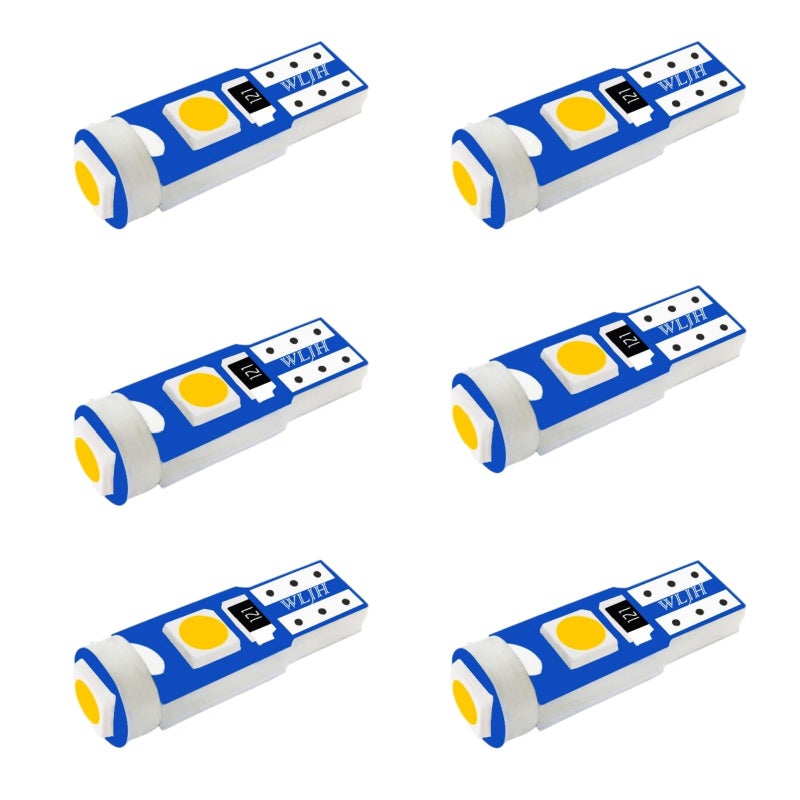 WLJH 6pcs Pink Auto LED Bulbs T5 Wedge LED Light Canbus Error Frre 74 17 2721 3030 SMD Car Dashboard Instrument Panel Cluster LampsPlug and Paly