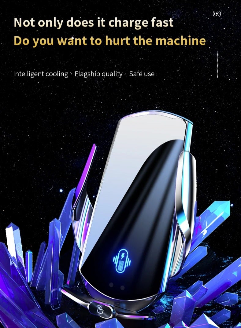 Smart Wireless Charger Car Phone Holder In Car Air Vent Mount Auto Clamping Holder for IPhone Android Phone  - Image 3