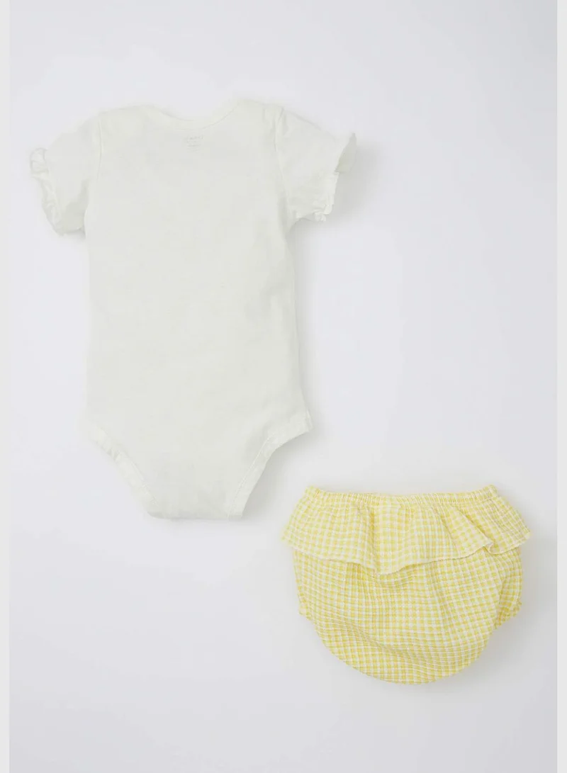 DeFacto Baby Girl Short Sleeve Snap Fastener Body Bandana Set
