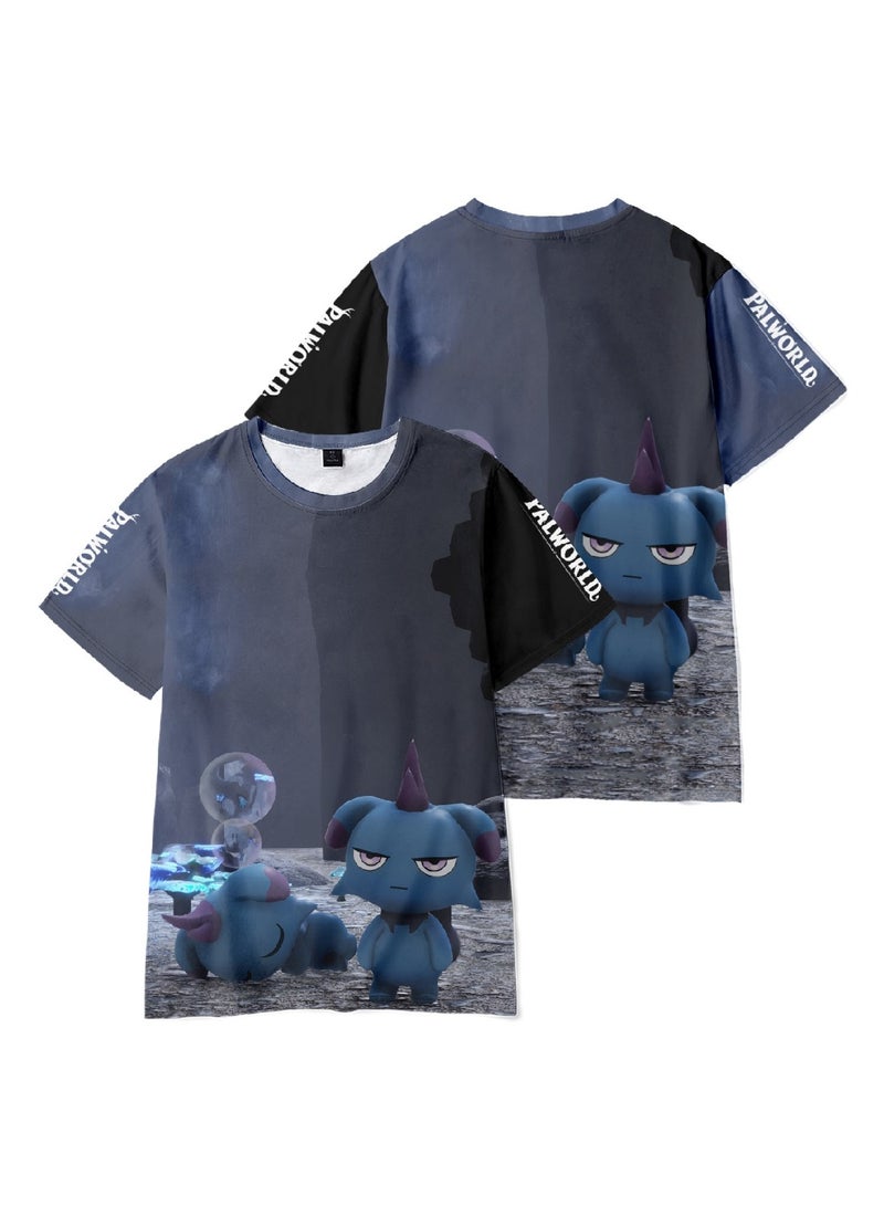 Palworld Phantom Beast Palu 3D digital printing adult and children summer short-sleeved T-shirt - Image 3