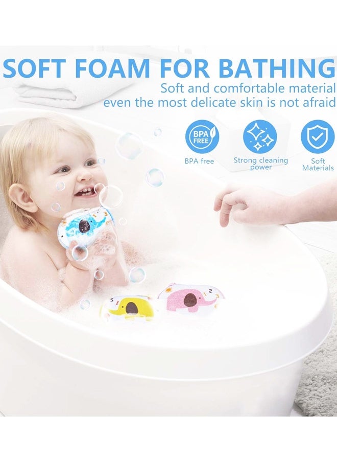 3 قطع من إسفنجات استحمام الأطفال، إسفنجة رغوية ناعمة طبيعية للاستحمام، إسفنجة استحمام للجسم للأطفال/الرضع/الرجال/النساء - Image 4