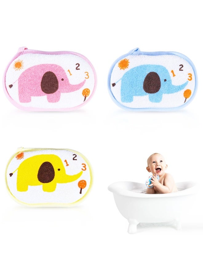 3 قطع من إسفنجات استحمام الأطفال، إسفنجة رغوية ناعمة طبيعية للاستحمام، إسفنجة استحمام للجسم للأطفال/الرضع/الرجال/النساء - Image 1