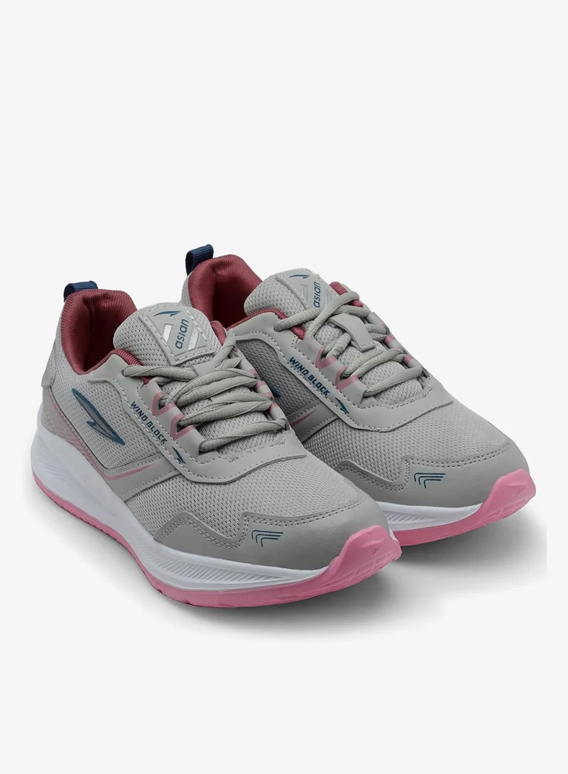 Asian Light Grey Pink Sports Sneakers for Girls