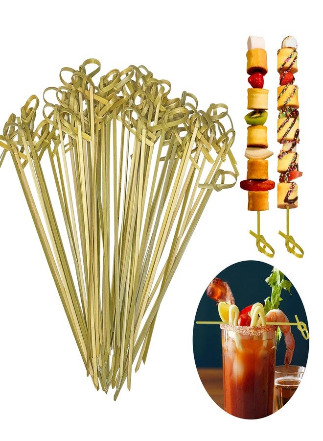 ylnurac 1000 Pcs 6Inch Bamboo Cocktail Picks for Drinks 6 Inch Bamboo Skewers Cocktail Toothpicks for Appetizers Food Picks Cocktail Sticks with Looped Knot for Barbecue Snacks Events Party - Image 1
