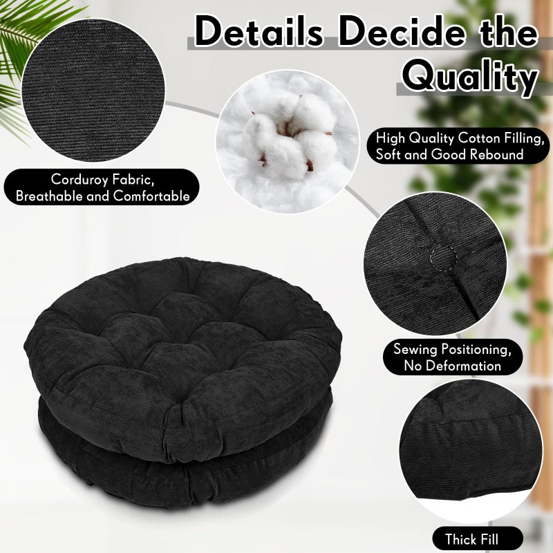 Jerify 2 Pcs Floor Pillow Cushions 22 x 22 Inch Round Square Large Meditation Floor Pillow for Classroom Adult Meditation Picnic Party Seating Learning Daycare School (Round,Black) - Image 3