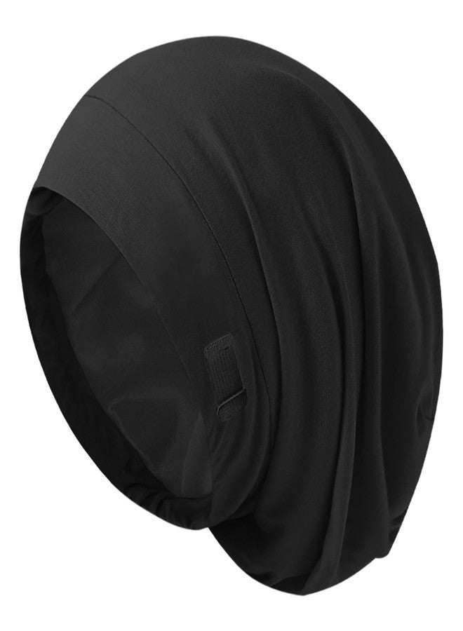 ZHENSILK Silk Satin Lined Bonnet Hair Bonnet for Sleeping Slouchy Night Sleep Cap Hat for Women Adjustable Beanie Hair Wrap for Curly Natural(Black, 1Pcs) - Image 1