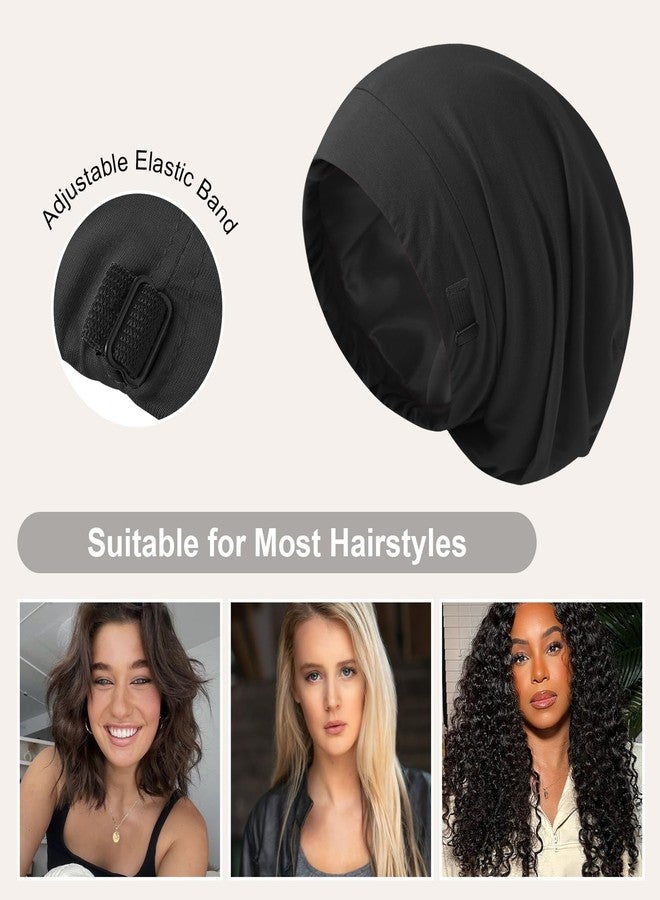 ZHENSILK Silk Satin Lined Bonnet Hair Bonnet for Sleeping Slouchy Night Sleep Cap Hat for Women Adjustable Beanie Hair Wrap for Curly Natural(Black, 1Pcs) - Image 5