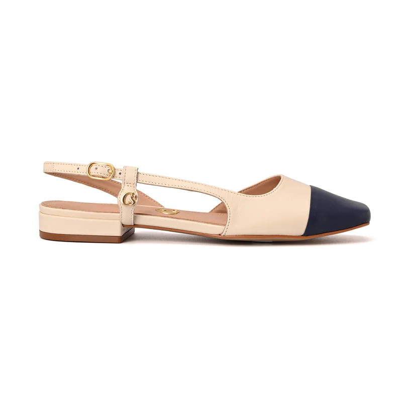 Bicolor Silk Slingback Flat