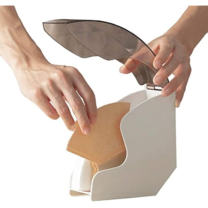 ريحني صندوق فلتر القهوة، حامل ورق فلتر أكريليك، ورق فلتر V60، ورق فلتر، صندوق غبار، حامل تخزين مناسب لورق الفلتر، حامل متجدد للمقهى المنزلي، استخدم الأبيض - Image 2