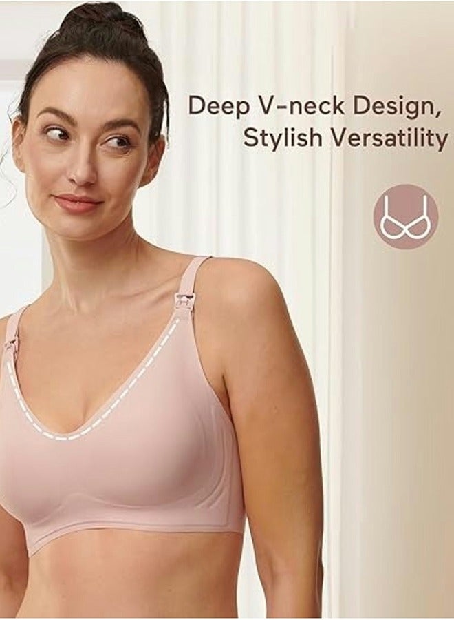 Lupantte حمالة صدر للرضاعة الطبيعية مريحة للغاية بدون درزات، باللون الوردي - Image 4