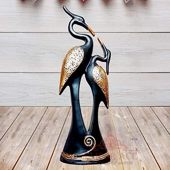 JAIPUR ACE Black Pair of Kissing Swan Duck Home Decor Showpiece Love Birds Decorative Figurine Decor Items for Main Door Entrance Interior of Living Room Black Swan - Image 1