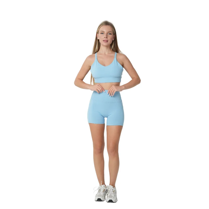 Mohuki Levi Cross Back Bra - Sky Blue