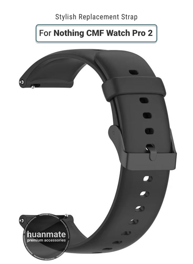 huanmate - Nothing CMF Watch Pro 2 Soft Silicone Replacement Strap - High Quality, Lightweight, Stylish & Durable - Easy Installation - Replacement Strap for Nothing CMF Watch Pro 2 - Image 1