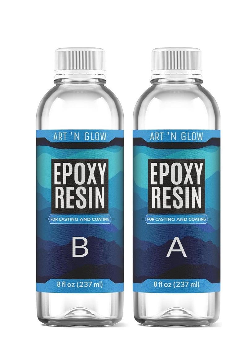 Art 'N Glow Epoxy Resin for Crystal Clear Casting & Coating â€“ 16 oz Kit â€“ Bubble Free, Non-Yellowing, Two Part, Self-Leveling Art Resin â€“ for Tumblers, Jewelry, Molds, Table Top, & Crafts â€“ USA Small Business - Image 1