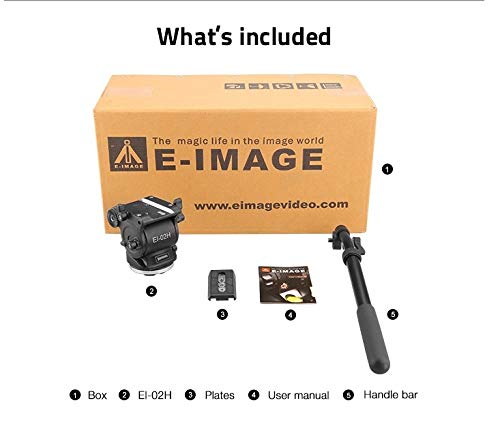 E-Image EI-02H Fluid Drag Head | 75mm Flat Base with 360° Rotation, -65°/+90° Pitch Angle for Video Camera, DSLR Camera | Payload 5kg,Black - Image 5