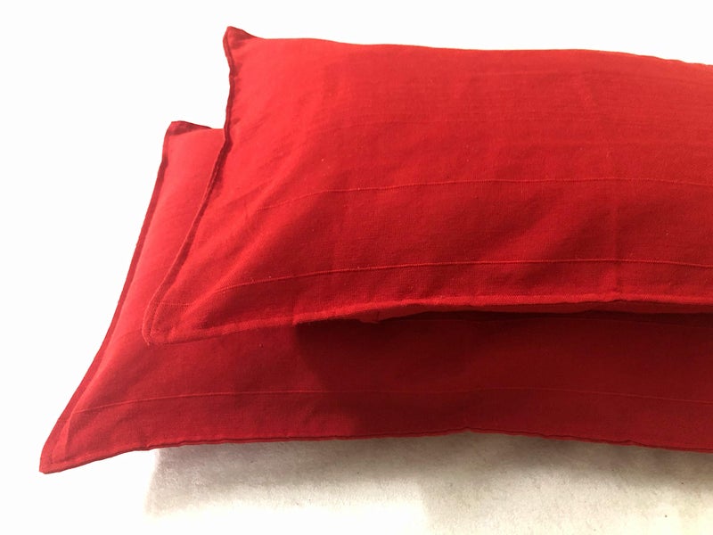 RANGBHAR Handloom Pillow Covers, Set of 2 Cotton Pillow Covers, Solid, 18 x 27 inch- Red - Image 4