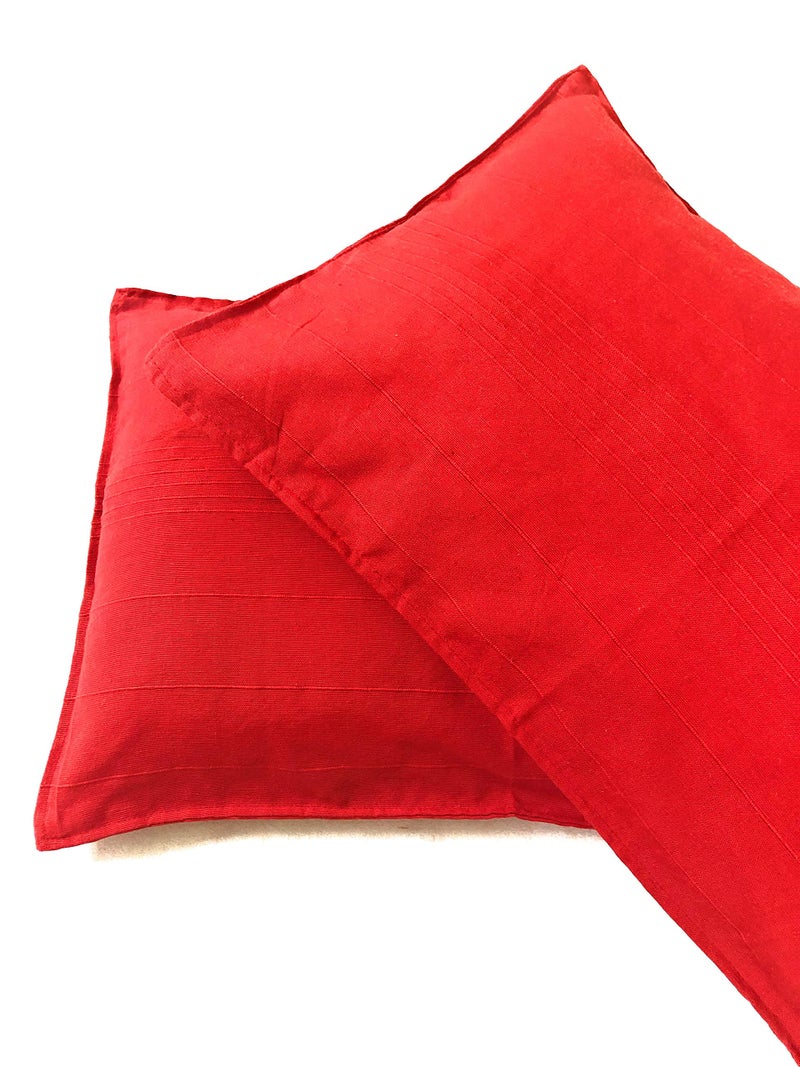 RANGBHAR Handloom Pillow Covers, Set of 2 Cotton Pillow Covers, Solid, 18 x 27 inch- Red - Image 2