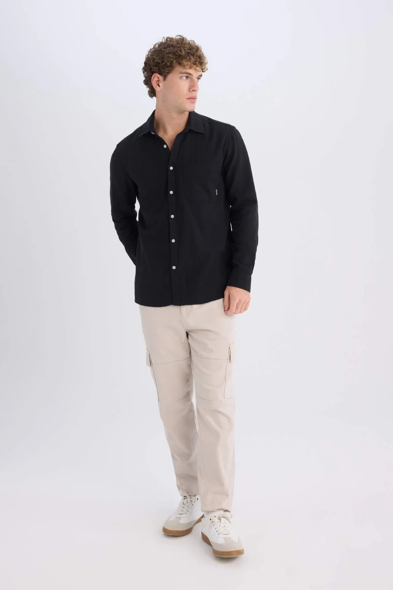 ديفاكتو Regular Fit Cotton Long Sleeve Shirt