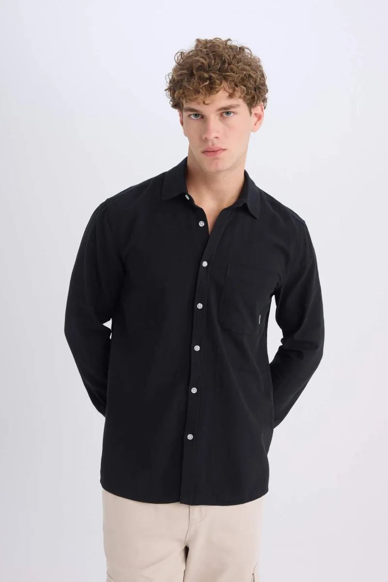 ديفاكتو Regular Fit Cotton Long Sleeve Shirt