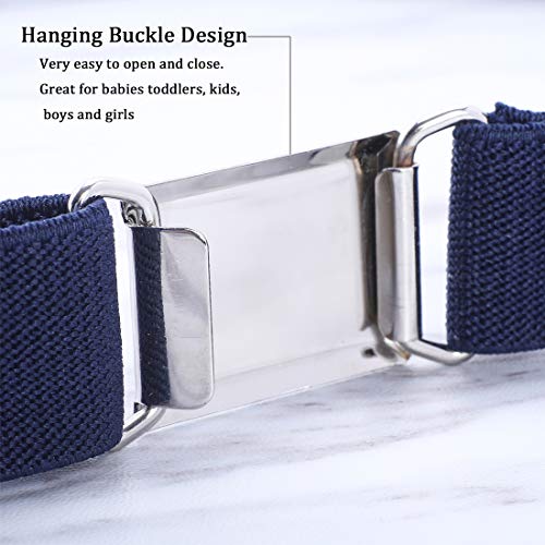 Kajeer 4PCS Kids Boys Elastic Buckle Belt - Adjustable Belt with Silver Square Buckle (Navy Blue/Red/Black/White) - Image 2