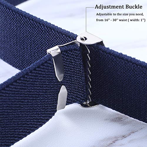 Kajeer 4PCS Kids Boys Elastic Buckle Belt - Adjustable Belt with Silver Square Buckle (Navy Blue/Red/Black/White) - Image 3