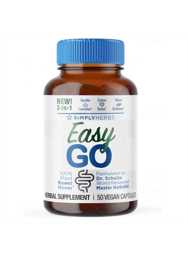 Dr. Schulze's Easy GO Bowel Mover - Formulated Gentle Laxative, Colon Toner & Stool Softener | 100% Plant Natural Bowel Cleanse - Promotes Regular & Complete Bowel Movements - 50 Count Vegan - Image 1
