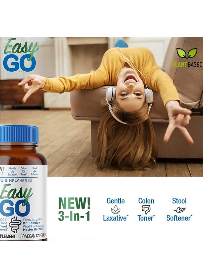 Dr. Schulze's Easy GO Bowel Mover - Formulated Gentle Laxative, Colon Toner & Stool Softener | 100% Plant Natural Bowel Cleanse - Promotes Regular & Complete Bowel Movements - 50 Count Vegan - Image 4