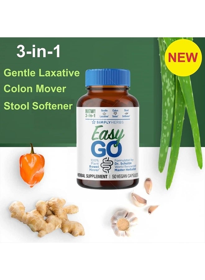 Dr. Schulze's Easy GO Bowel Mover - Formulated Gentle Laxative, Colon Toner & Stool Softener | 100% Plant Natural Bowel Cleanse - Promotes Regular & Complete Bowel Movements - 50 Count Vegan - Image 3
