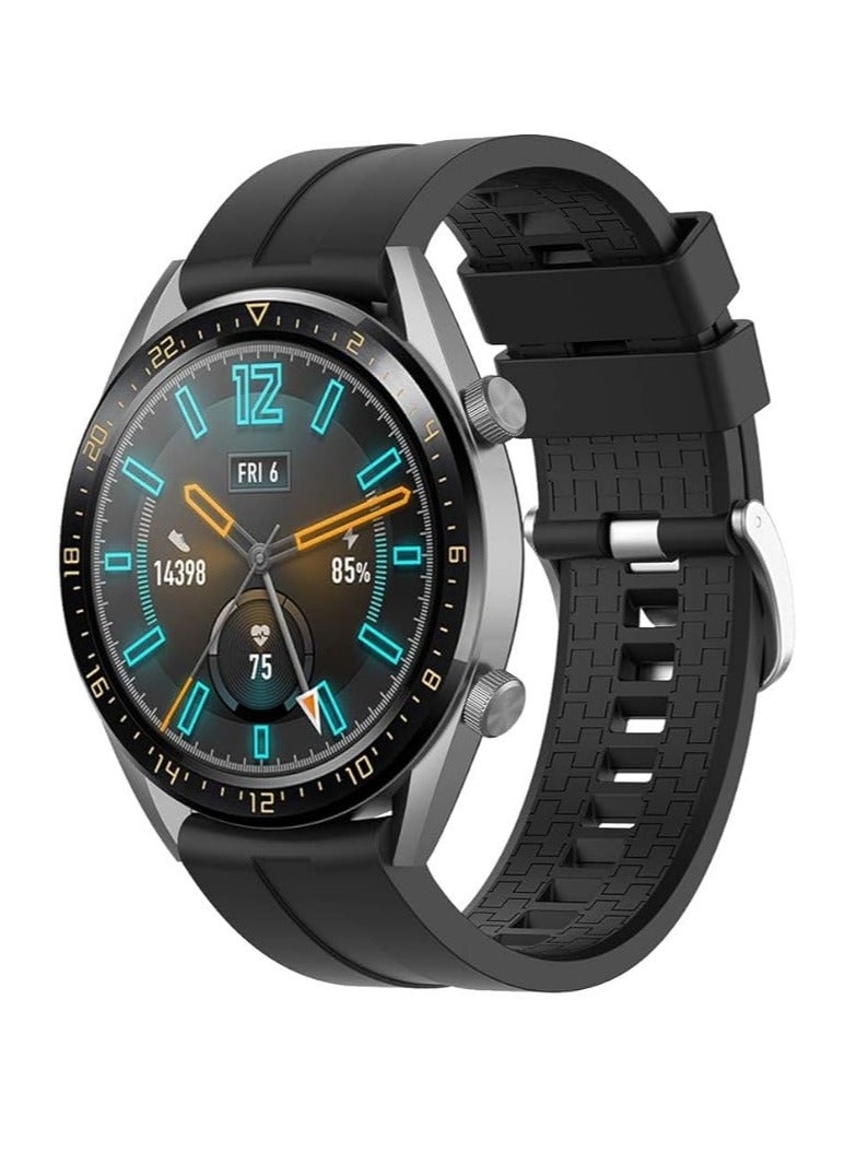 Soft Silicone Replacement Strap, Size (22MM) for Huawei Watch GT1, GT2, GT3 46MM / Samsung S3 S4 46MM, Galaxy Watch 46mm, Watch 3 45MM / Honor Magic2 46MM (Black)22mm Silicone Strap For Huawei Watch GT4 46mm | GT5 Pro | GT5 46mm | GT3 | GT2 | GT2 Pro | Watch 4/4 Pro | Watch 3/3 Pro | Ultimate | GT3 Pro | GT Runner - Image 1