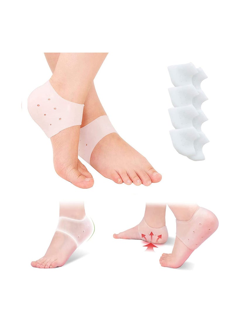 SYOSI Heel Protector Gel Heel Cushion Silicon Heel Protection Pad Insoles Plantar Fasciitis Support for Women and Men Heel Pain Relief and Pressure Relief (4 Pairs) - Image 1