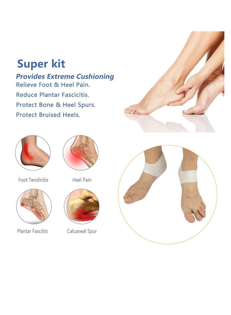 SYOSI Heel Protector Gel Heel Cushion Silicon Heel Protection Pad Insoles Plantar Fasciitis Support for Women and Men Heel Pain Relief and Pressure Relief (4 Pairs) - Image 3