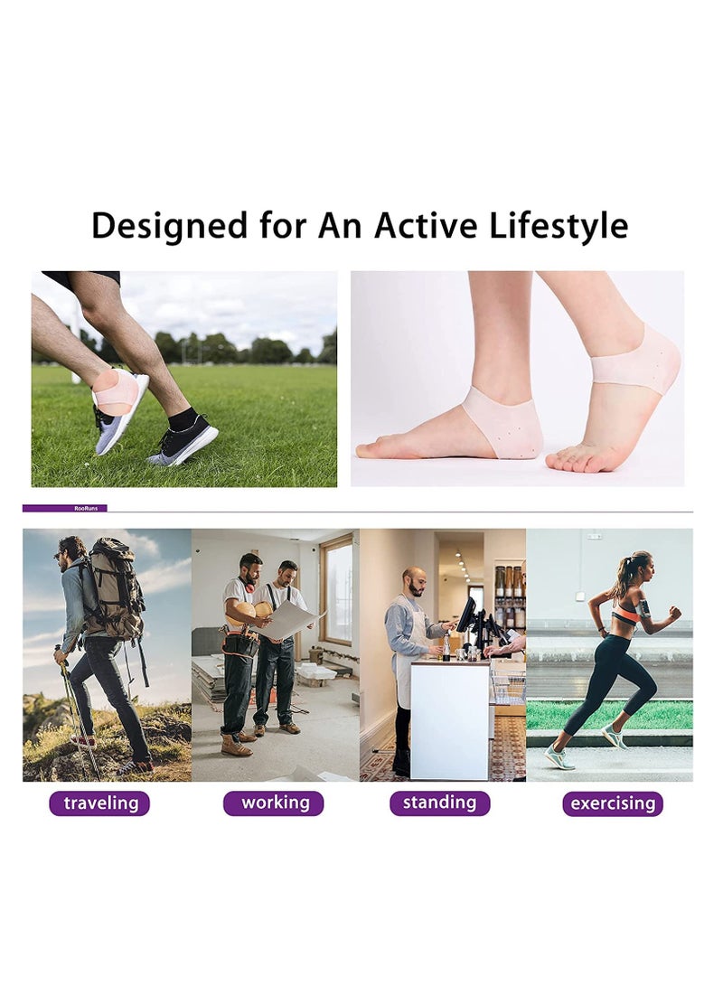 SYOSI Heel Protector Gel Heel Cushion Silicon Heel Protection Pad Insoles Plantar Fasciitis Support for Women and Men Heel Pain Relief and Pressure Relief (4 Pairs) - Image 5