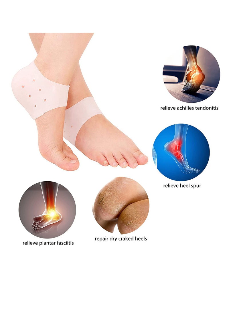 SYOSI Heel Protector Gel Heel Cushion Silicon Heel Protection Pad Insoles Plantar Fasciitis Support for Women and Men Heel Pain Relief and Pressure Relief (4 Pairs) - Image 2