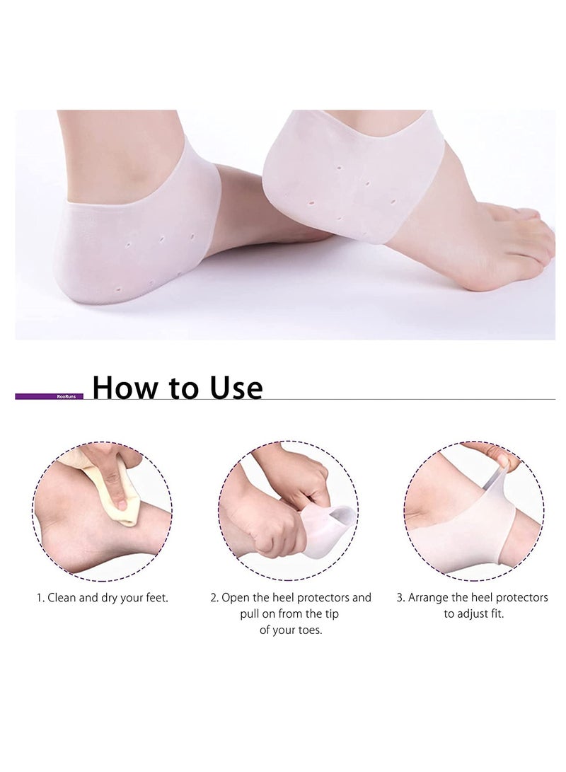 SYOSI Heel Protector Gel Heel Cushion Silicon Heel Protection Pad Insoles Plantar Fasciitis Support for Women and Men Heel Pain Relief and Pressure Relief (4 Pairs) - Image 4